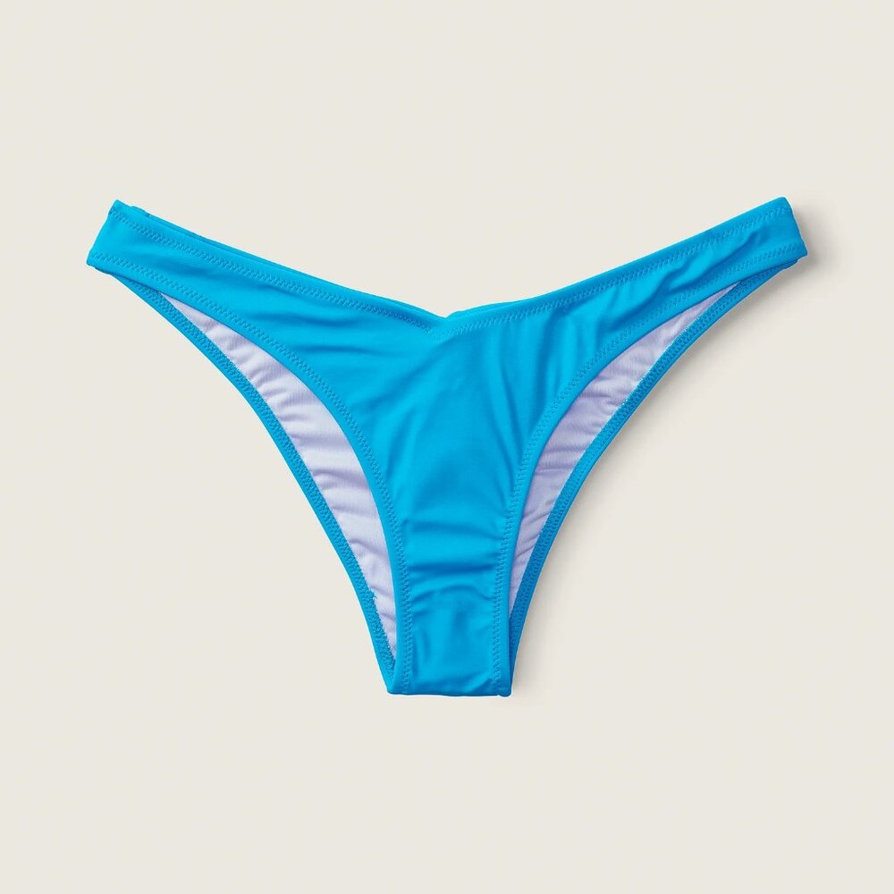 NWT PINK by Victoria's Secret V Front Itsy Bikini Bottom - Marine Blue